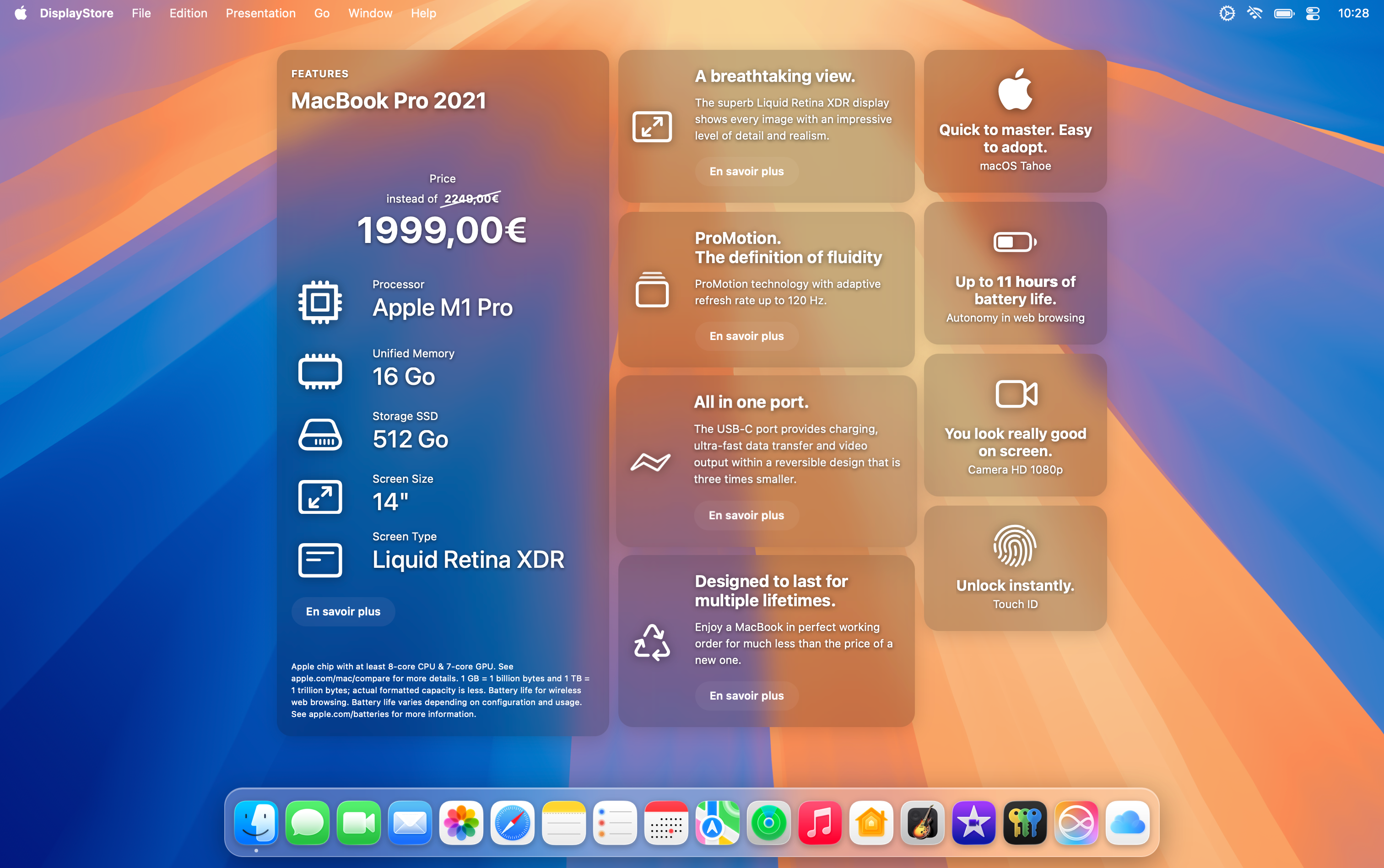 DisplayStore macOS desktop with detailed tiles